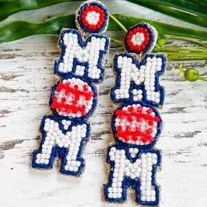 Baseball Mom Beaded Earrings Sporty Theme NEW